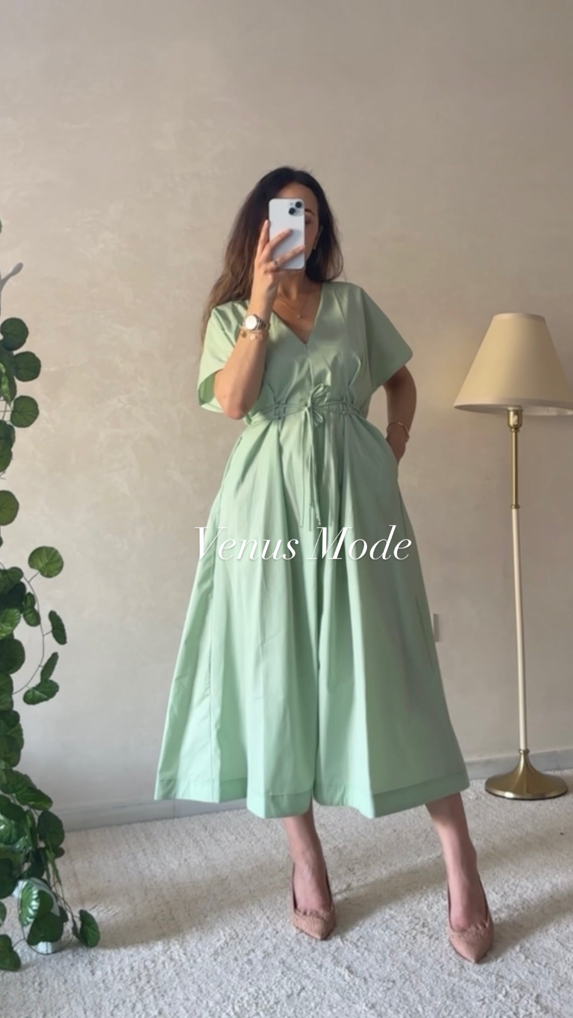 Robe Midi Serena – Vert Sauge