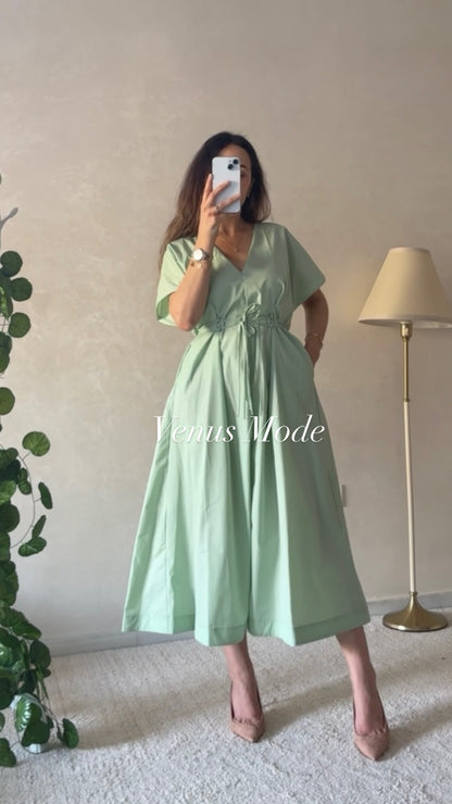 Robe Midi Serena – Vert Sauge