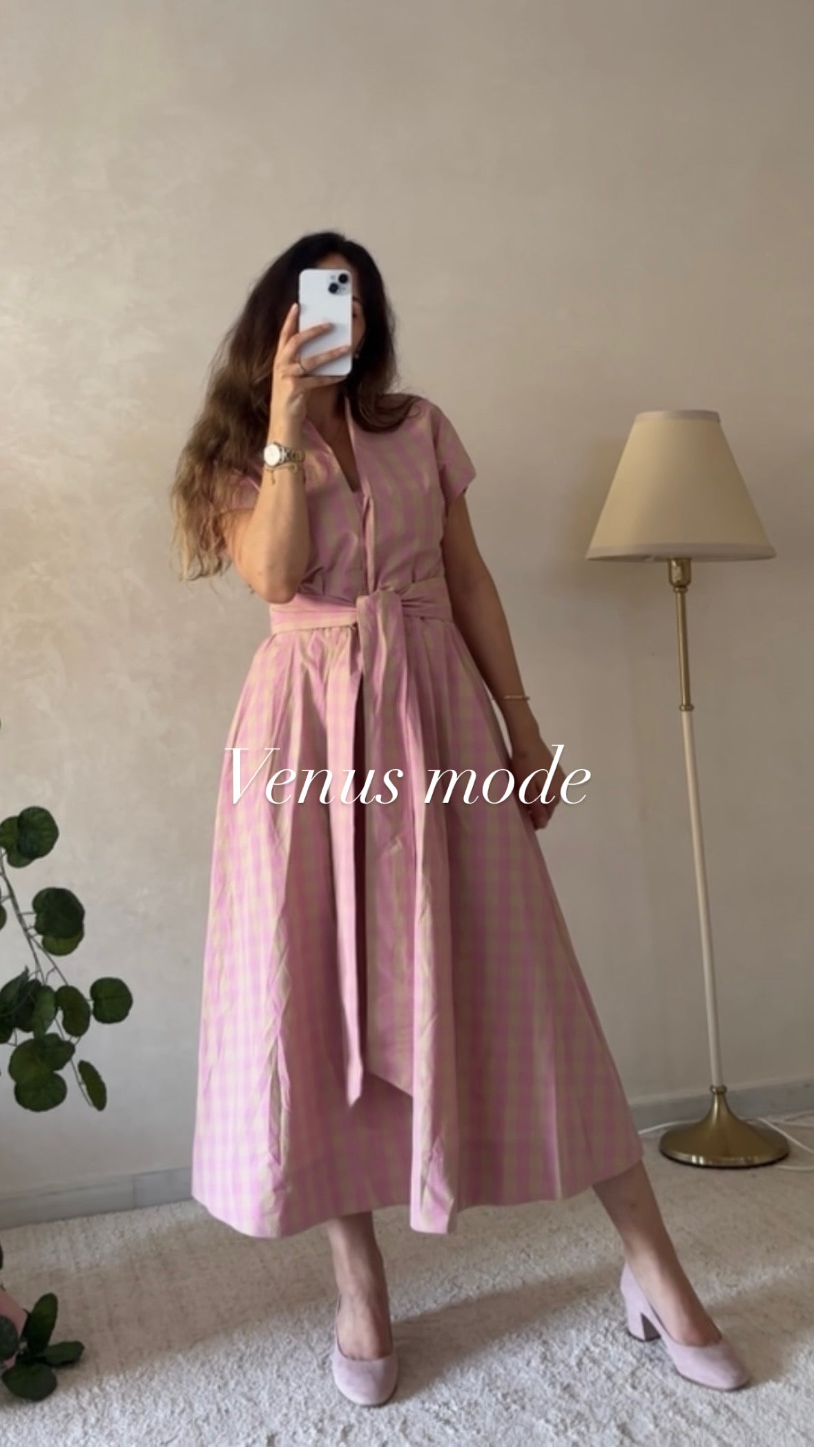 Robe Longue  Rose à Carreaux