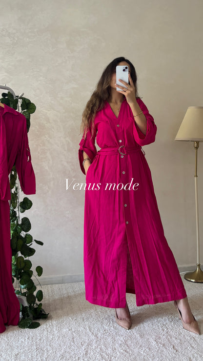Robe Longue en Lin avec Ceinture